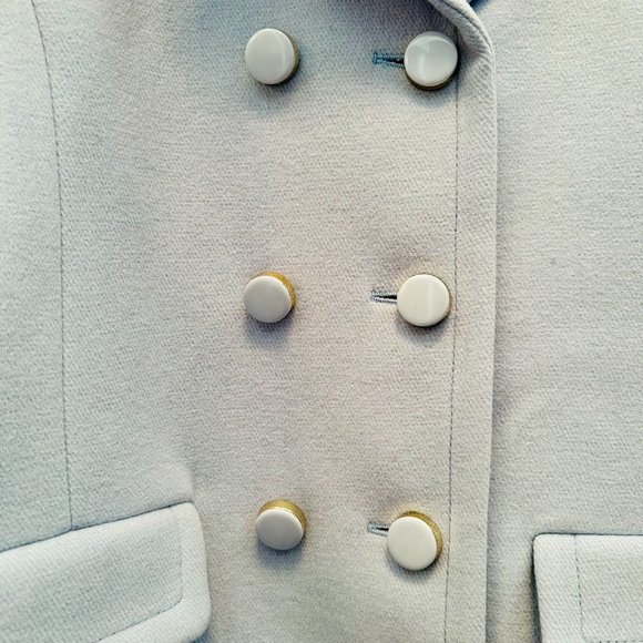 NWT KATE SPADE PEARL BLUE BOW BACK TWILL WOOL DOUBLE BREASTED PEA COAT XL $598 - Picture 3 of 8
